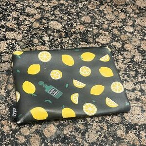 Black Lemon Print Cosmetic Bag
